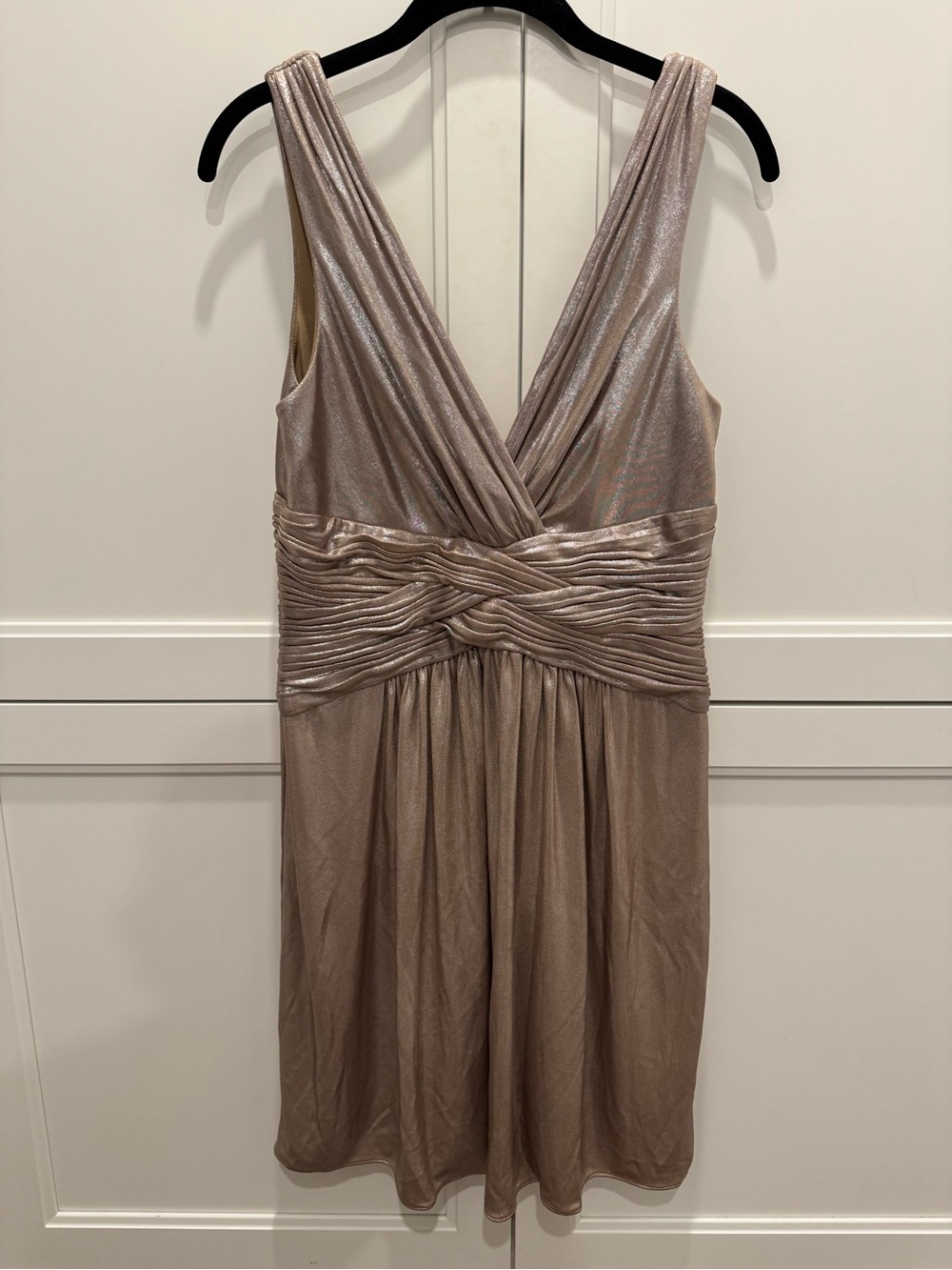 BCBG Max Azria Metallic V-Neck Cocktail Dress